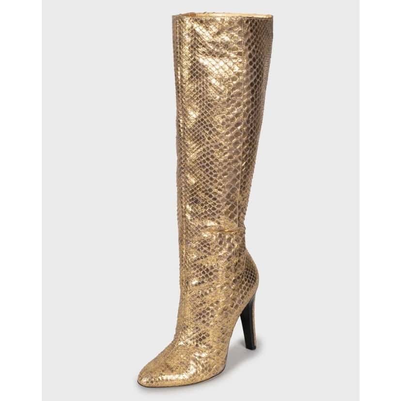 Jimmy Choo Jimmy Choo Gold Snakeskin print lambskin Boots Sz.35.5 pre-owned Gold Leather Good condition - Inside View
