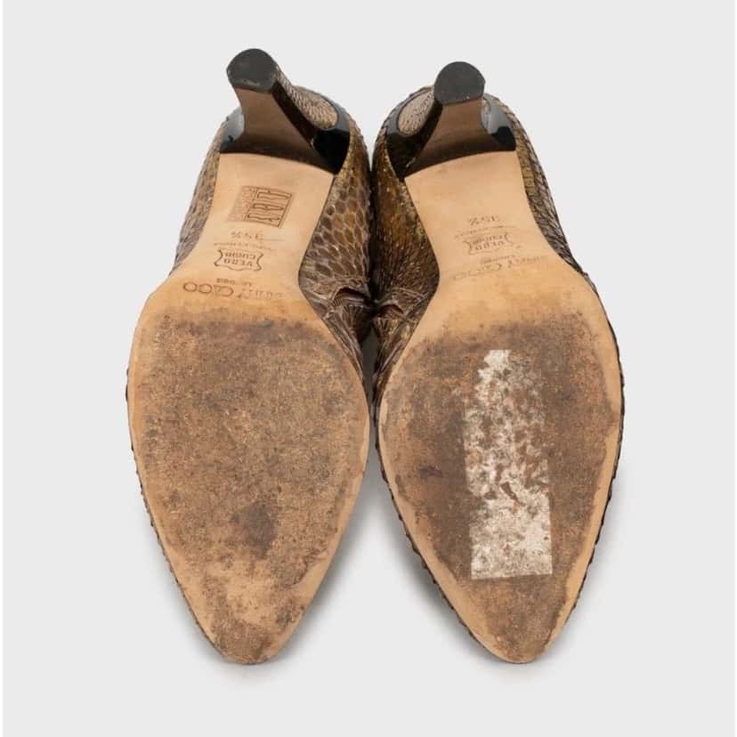 Jimmy Choo Jimmy Choo Gold Snakeskin print lambskin Boots Sz.35.5 pre-owned Gold Leather Good condition - Box View