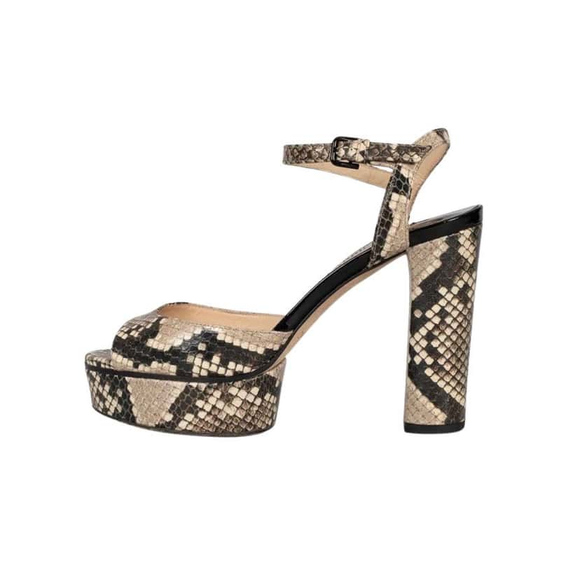 Jimmy Choo Jimmy Choo Animal Print Leather Block Heel Sandals 36 Pre-owned Other Leather Good condition - Front View
