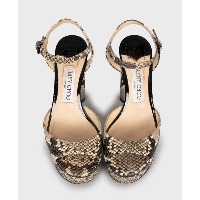 Jimmy Choo Jimmy Choo Animal Print Leather Block Heel Sandals 36 Pre-owned Other Leather Good condition - Back View
