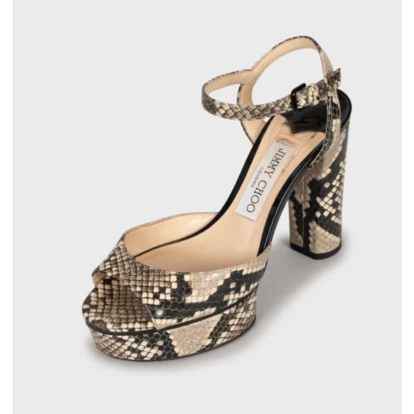 Jimmy Choo Jimmy Choo Animal Print Leather Block Heel Sandals 36 Pre-owned Other Leather Good condition - Box View