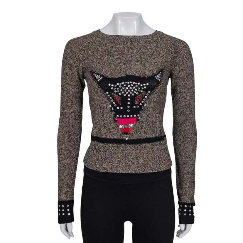 Sonia Rykiel Sonia Rykiel Brown Crystal Embellished Wool Cashmere Sweater Sz.36 pre-owned Brown Wool Good condition - Front View