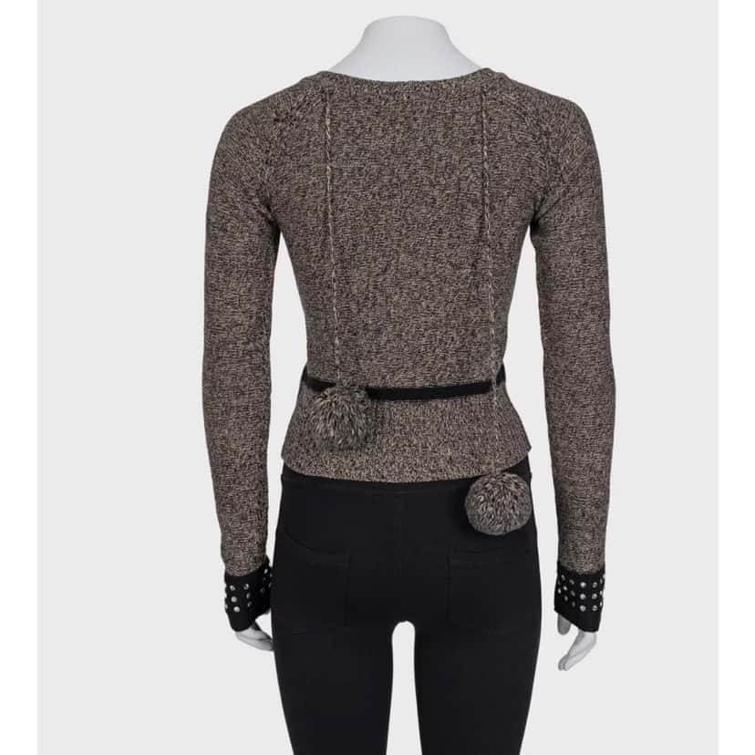 Sonia Rykiel Sonia Rykiel Brown Crystal Embellished Wool Cashmere Sweater Sz.36 pre-owned Brown Wool Good condition - Inside View