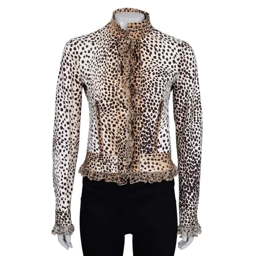 Roberto Cavalli Roberto Cavalli Animal Print Fitted Jacket IT38 XS pre-owned Other Cotton Good condition - Front View