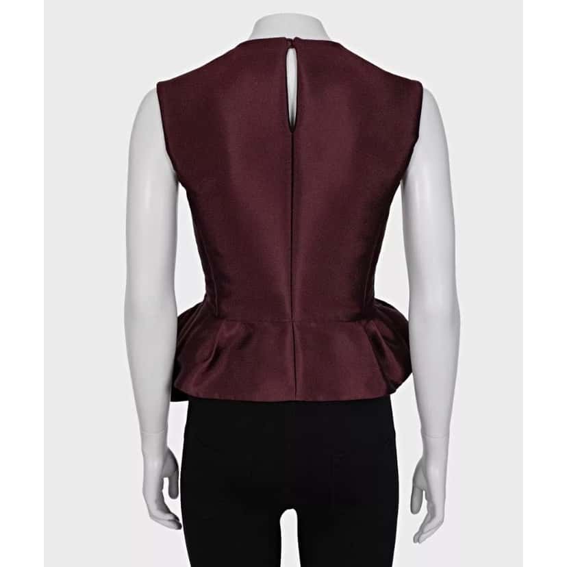 Christian Dior Christian Dior Burgundy Silk Blend Peplum Top - Size M / FR38 Pre-owned Burgundy Silk Good condition - Inside View