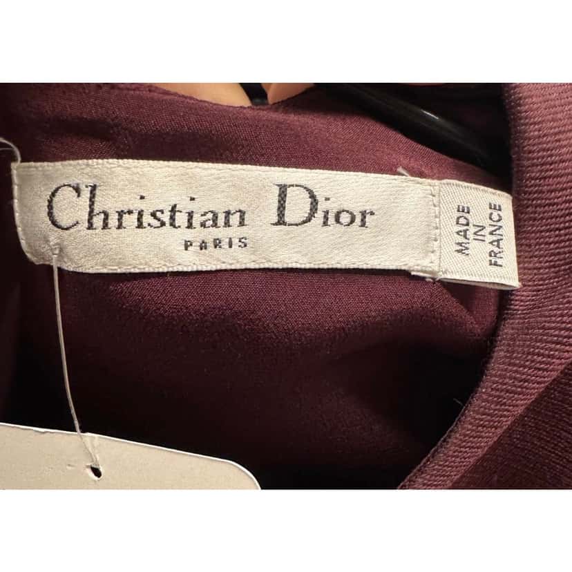 Christian Dior Christian Dior Burgundy Silk Blend Peplum Top - Size M / FR38 Pre-owned Burgundy Silk Good condition - Box View