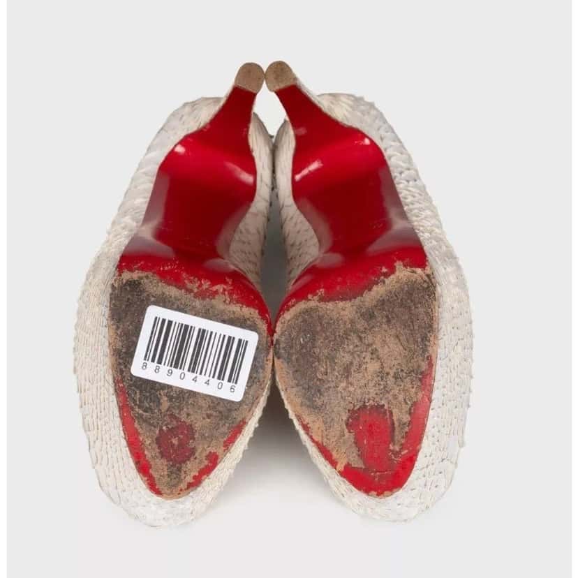 Christian Louboutin Christian Louboutin White Snakeskin print lambskin Peep Toe Pumps Sz.37.5 pre-owned White Leather Good condition - Box View