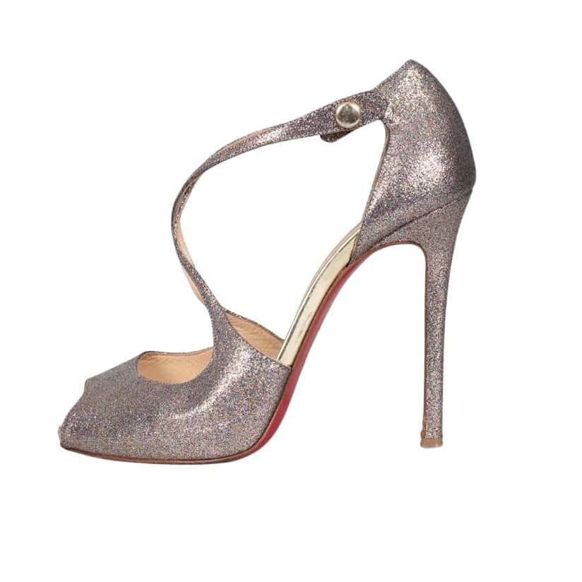 Christian Louboutin Christian Louboutin Shiny Leather Button Heel Sandals 38.5 pre-owned Other Leather Good condition - Front View