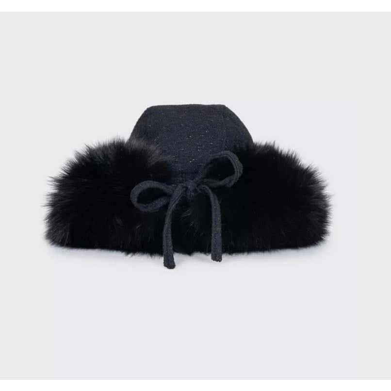 Chanel Chanel Black Faux Fur & Wool Hat Sz.57 Pre-owned Black Wool Good condition - Inside View