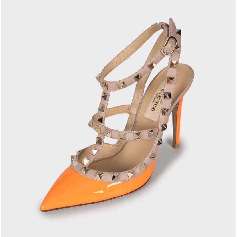 valentino Valentino Rockstud Leather Vibrant Orange Pumps Sz. 35 Pre-owned Orange Leather Good condition - Inside View