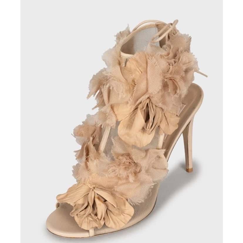 valentino Valentino Beige Mesh Lace-Up Sandals - Size 40 Pre-owned Beige Lace Good condition - Inside View