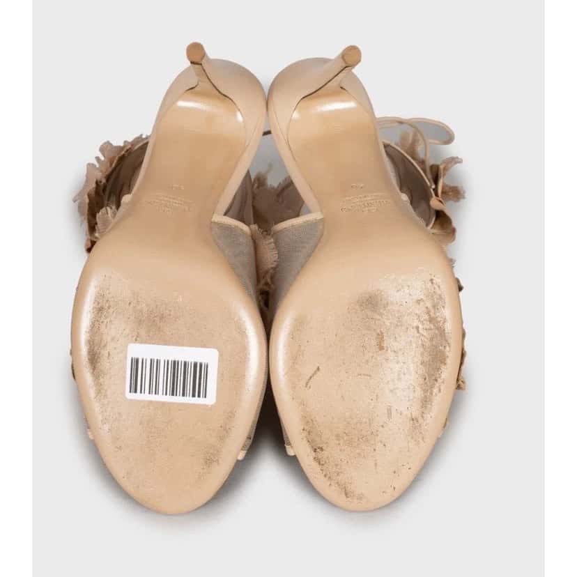 valentino Valentino Beige Mesh Lace-Up Sandals - Size 40 Pre-owned Beige Lace Good condition - Box View