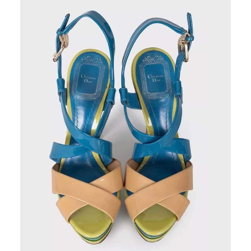 Christian Dior Christian Dior Leather Open-Toe High Heel Sandals - EU 36.5 Pre-owned Gold Leather Good condition - Back View