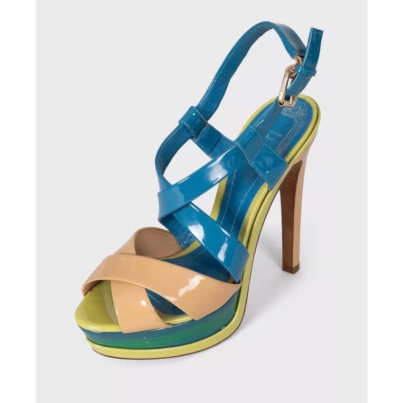 Christian Dior Christian Dior Leather Open-Toe High Heel Sandals - EU 36.5 Pre-owned Gold Leather Good condition - Model View