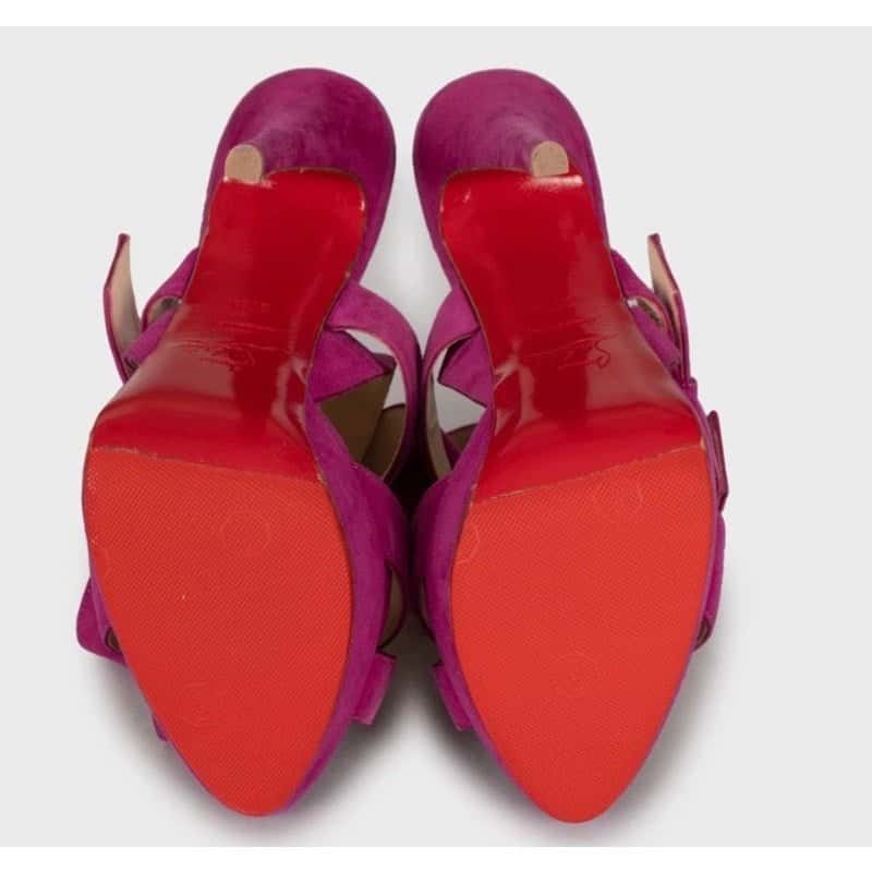 Christian Louboutin Christian Louboutin Pink Suede Open-Toe Sandals 37.5 Pre-owned Pink Suede Good condition - Box View