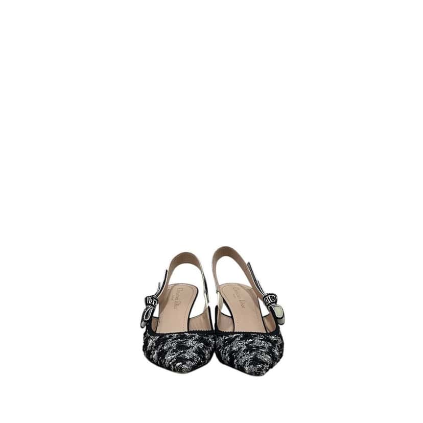 Christian Dior Dior J’Adior Houndstooth Slingback Pumps EU 39.5 Pre-owned Black Tweed Good condition - Model View