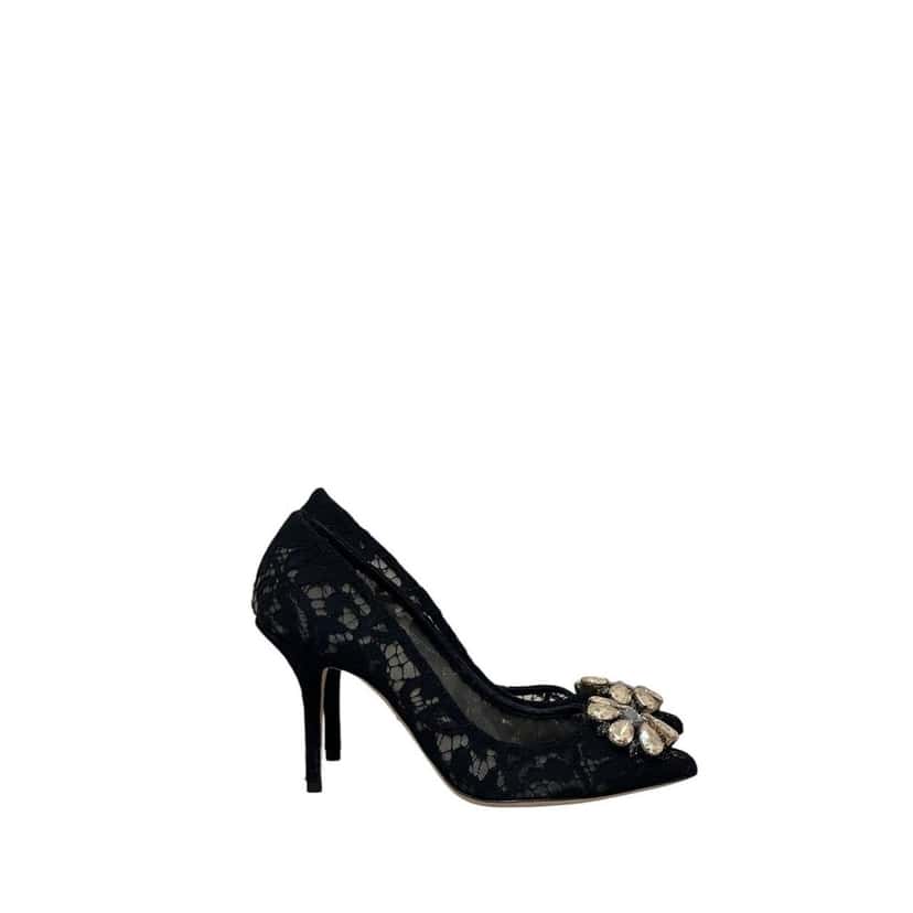Dolce & Gabbana Dolce & Gabbana Black Mesh Crystal Lace Pumps Sz.38 pre-owned Black Lace Good condition - Back View