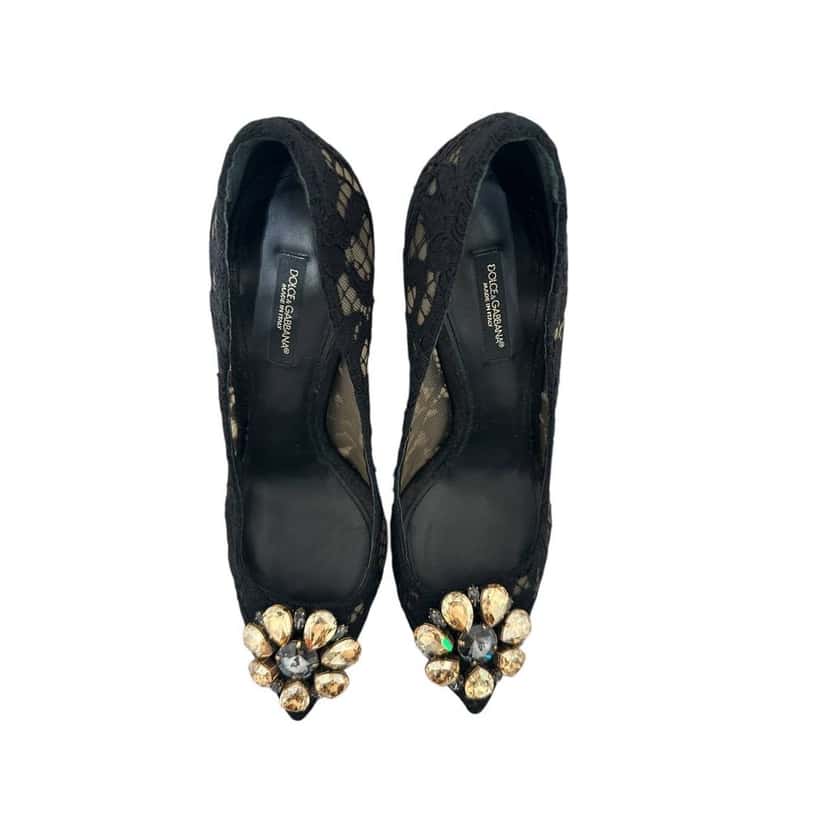 Dolce & Gabbana Dolce & Gabbana Black Mesh Crystal Lace Pumps Sz.38 pre-owned Black Lace Good condition - Model View