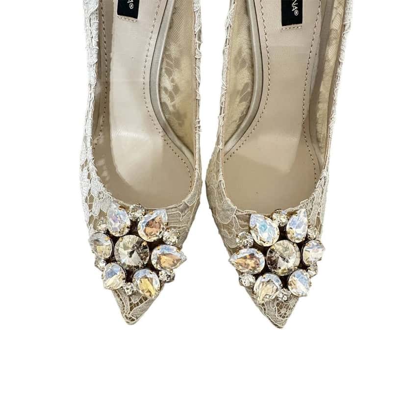 Dolce & Gabbana Dolce & Gabbana Taormina Lace Crystal Pumps Sz.38 Pre-owned Red Lace Good condition - Inside View