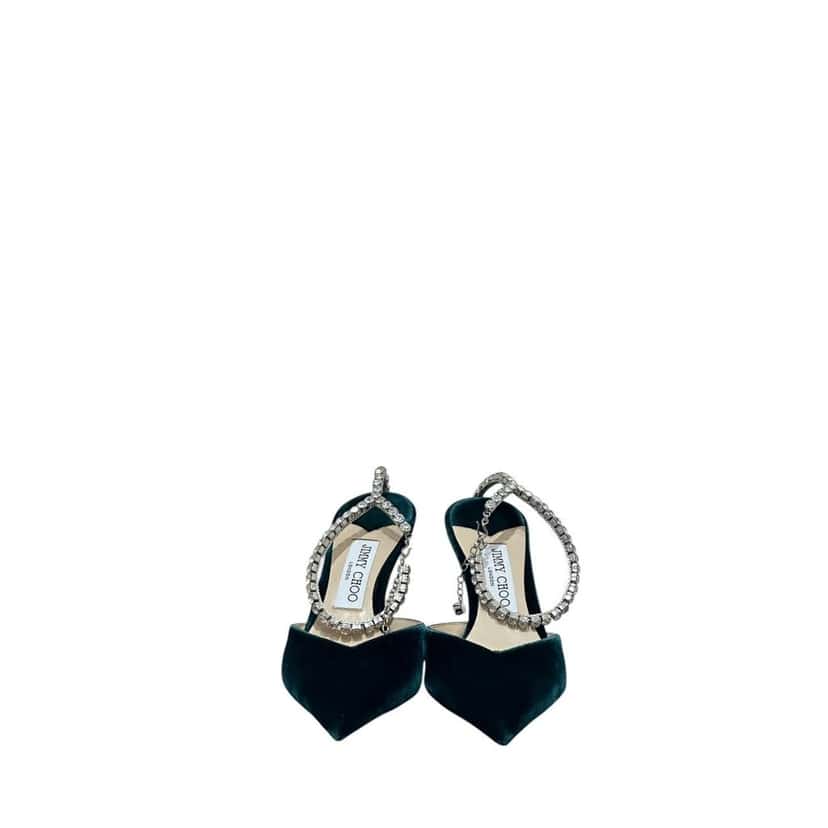 Jimmy Choo NWOB Jimmy Choo Saeda 85 Dark Green Velvet Pumps - Sz 38 Pre-owned Green Velvet Never worn - Inside View