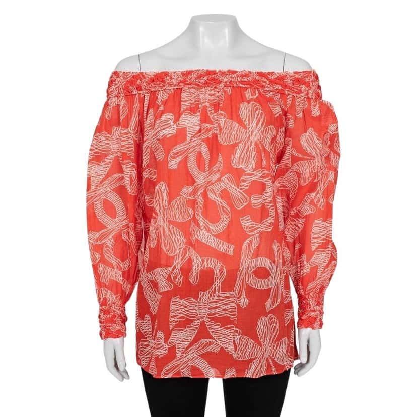 Chanel Chanel Vintage Orange Cotton Long Sleeve Blouse Sz.38/ M Pre-owned Orange Cotton Good condition - Front View