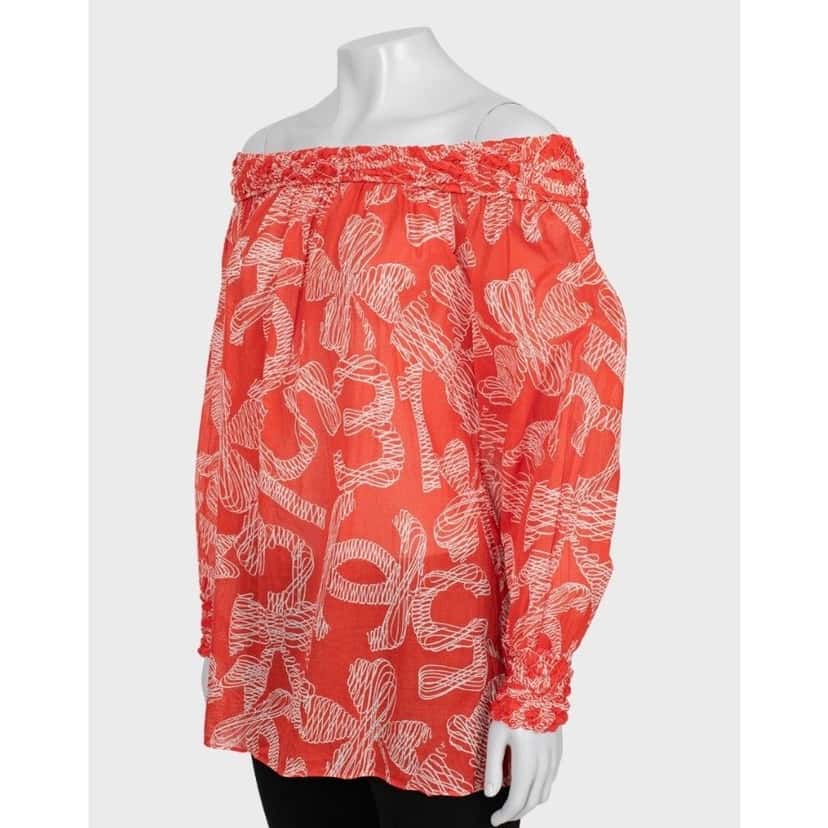 Chanel Chanel Vintage Orange Cotton Long Sleeve Blouse Sz.38/ M Pre-owned Orange Cotton Good condition - Back View