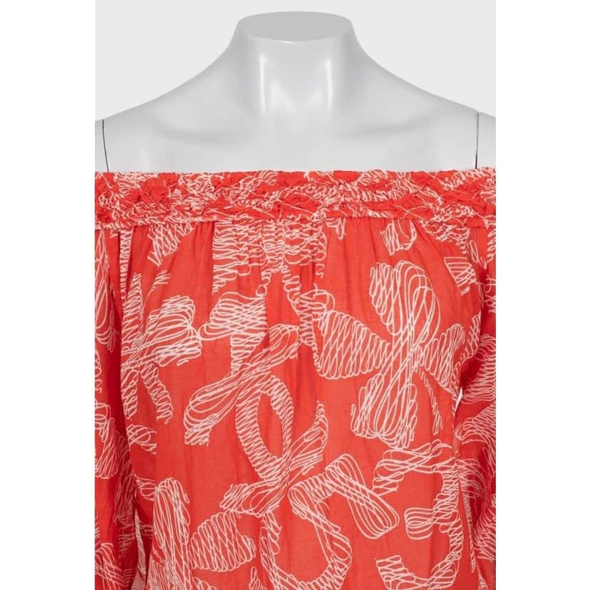 Chanel Chanel Vintage Orange Cotton Long Sleeve Blouse Sz.38/ M Pre-owned Orange Cotton Good condition - Inside View