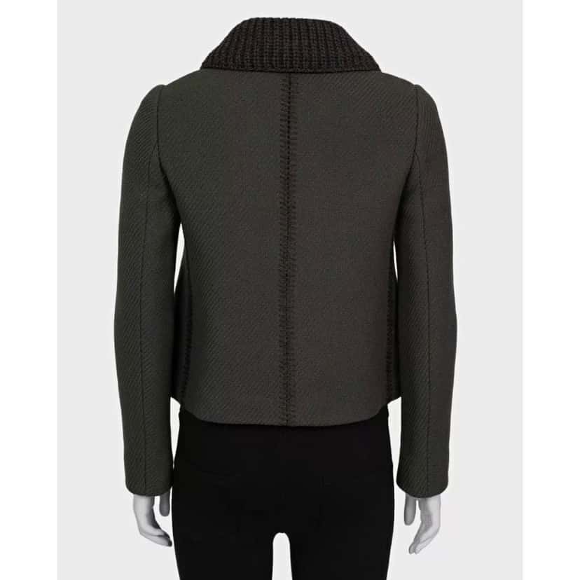 PRADA Prada Vintage Green Wool Knit-Detail Double-Breasted Jacket Sz.40/S Pre-owned Green Wool Good condition - Inside View