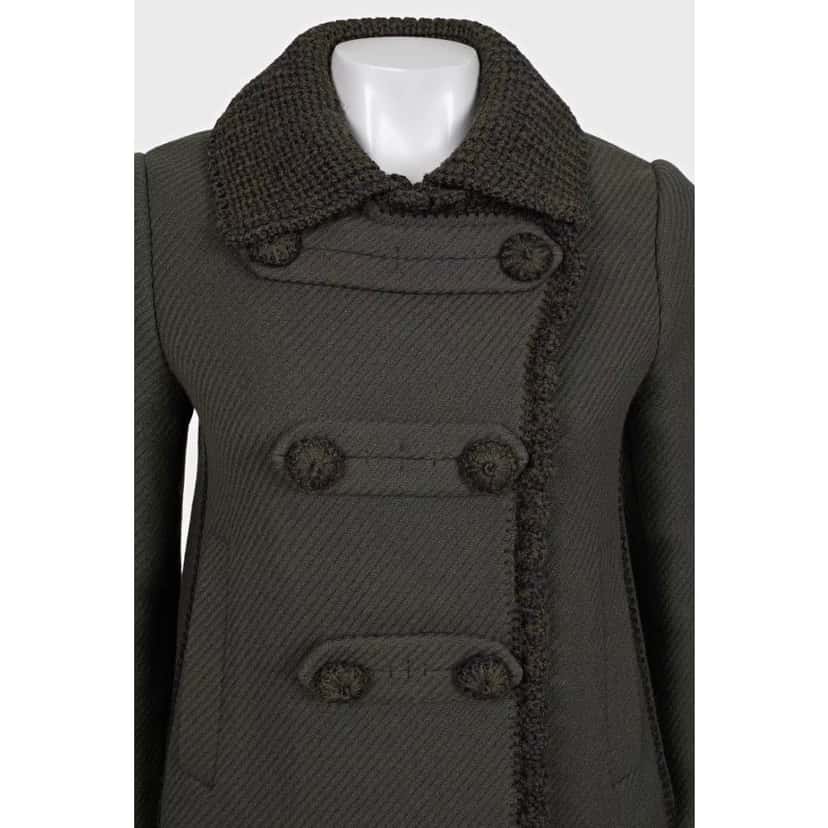 PRADA Prada Vintage Green Wool Knit-Detail Double-Breasted Jacket Sz.40/S Pre-owned Green Wool Good condition - Model View