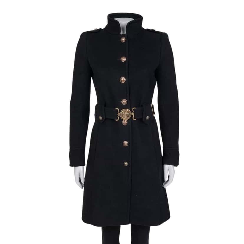 Roberto Cavalli Roberto Cavalli Black Wool & Cashmere Belted Coat Sz.40/ S Pre-owned Black Wool Good condition - Front View