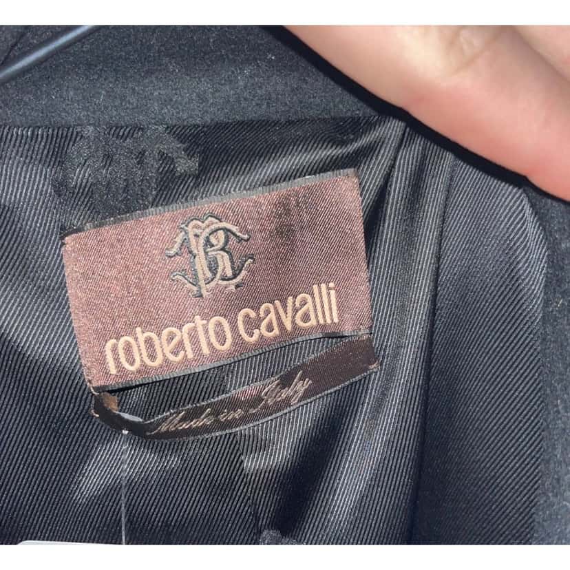 Roberto Cavalli Roberto Cavalli Black Wool & Cashmere Belted Coat Sz.40/ S Pre-owned Black Wool Good condition - Box View