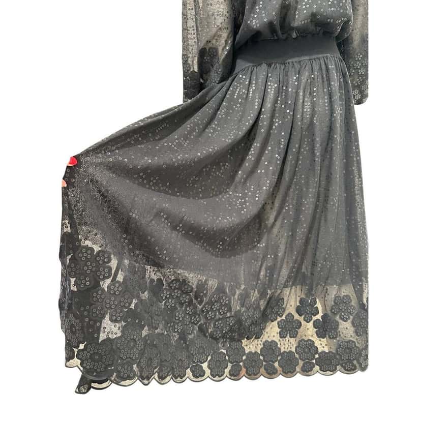 Chanel Chanel Fall 2018 Lace & Silk Blend Sheer Midi Dress Sz.46 Pre-owned Navy Lace Good condition - Inside View