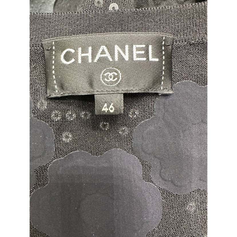 Chanel Chanel Fall 2018 Lace & Silk Blend Sheer Midi Dress Sz.46 Pre-owned Navy Lace Good condition - Box View