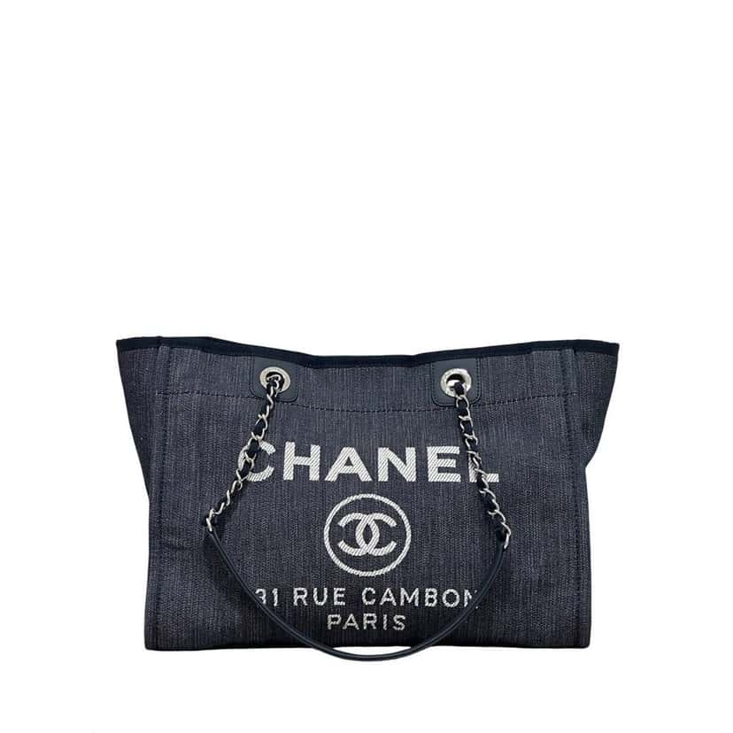 Chanel Chanel Deauville Large Denim Canvas Tote Bag Pre-owned Navy Denim Good condition - Front View