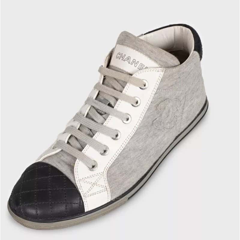 Chanel Chanel Grey Textile Leather Toe Sneakers  EU 37 Pre-owned Grey Leather Good condition - Inside View