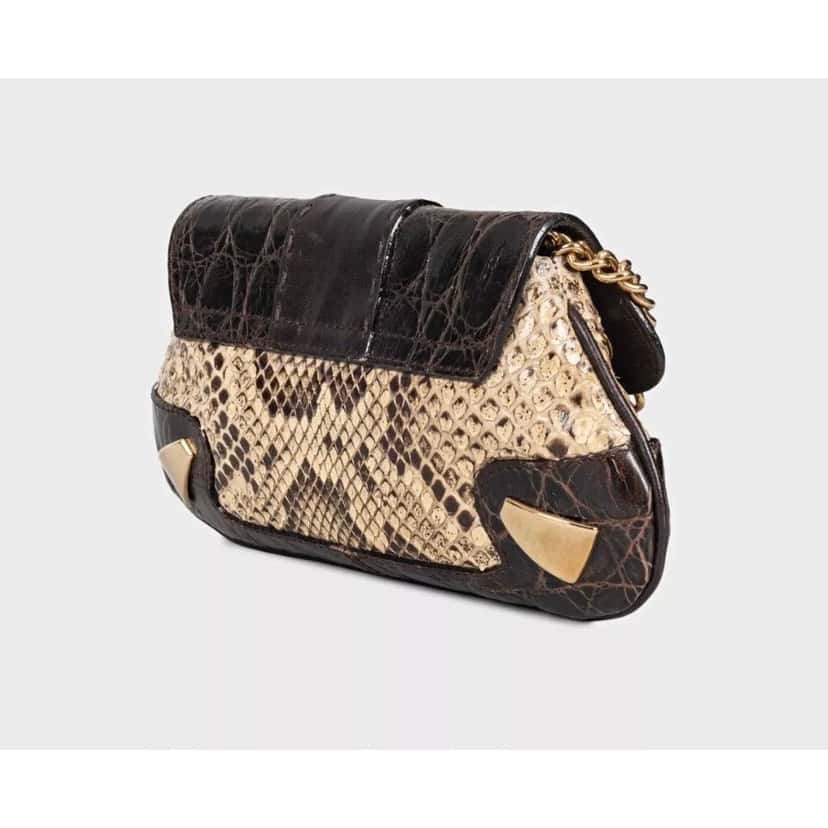 Dolce & Gabbana Dolce & Gabbana Brown Python Print lambskin Leather Crossbody Bag pre-owned Brown Leather Good condition - Back View