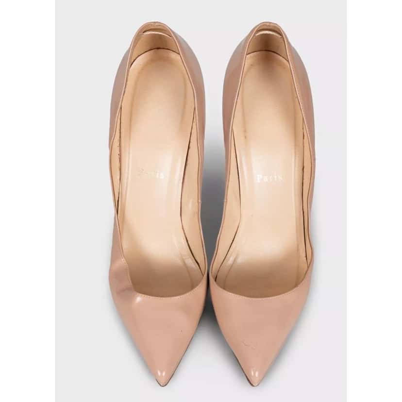 Christian Louboutin Christian Louboutin Beige Leather Pointed Toe Heels Sz.39.5 pre-owned Beige Leather Good condition - Back View