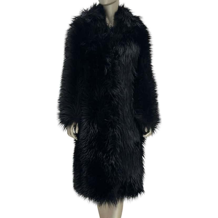PRADA Prada 2011 Black Faux Fur Coat  Sz.40 pre-owned Black Good condition - Front View