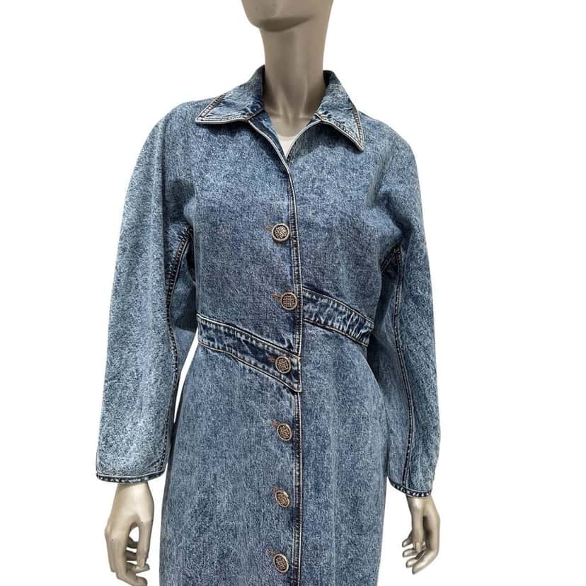 Alaïa Alaïa Blue Faded Denim Asymmetric Trench Coat Sz 42 Pre-owned Blue Denim Good condition - Model View