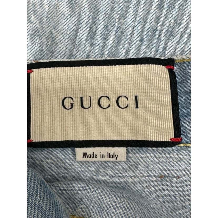 Gucci Gucci Embroidered Raw Edge Denim Skirt - Size 38 pre-owned Red Denim Good condition - Inside View