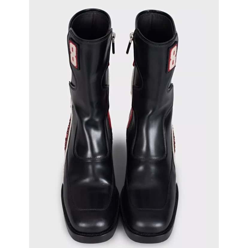 Christian Dior Christian Dior Black Leather Embroidered Logo Ankle Boots Sz 38 pre-owned Black Leather Good condition - Back View