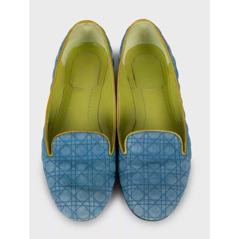 Christian Dior Christian Dior Blue Suede Ballet Flats - EU 37 pre-owned Blue Suede Good condition - Back View