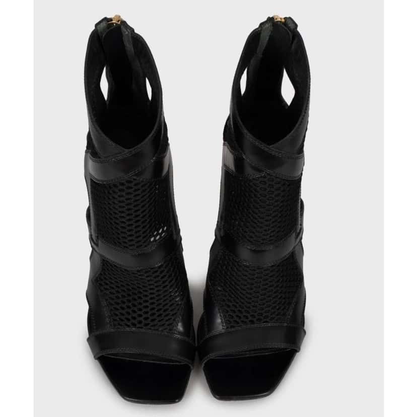 Louis Vuitton Louis Vuitton Black Mesh & Leather Open Toe Ankle Boots Sz 38.5 pre-owned Black Leather Good condition - Back View
