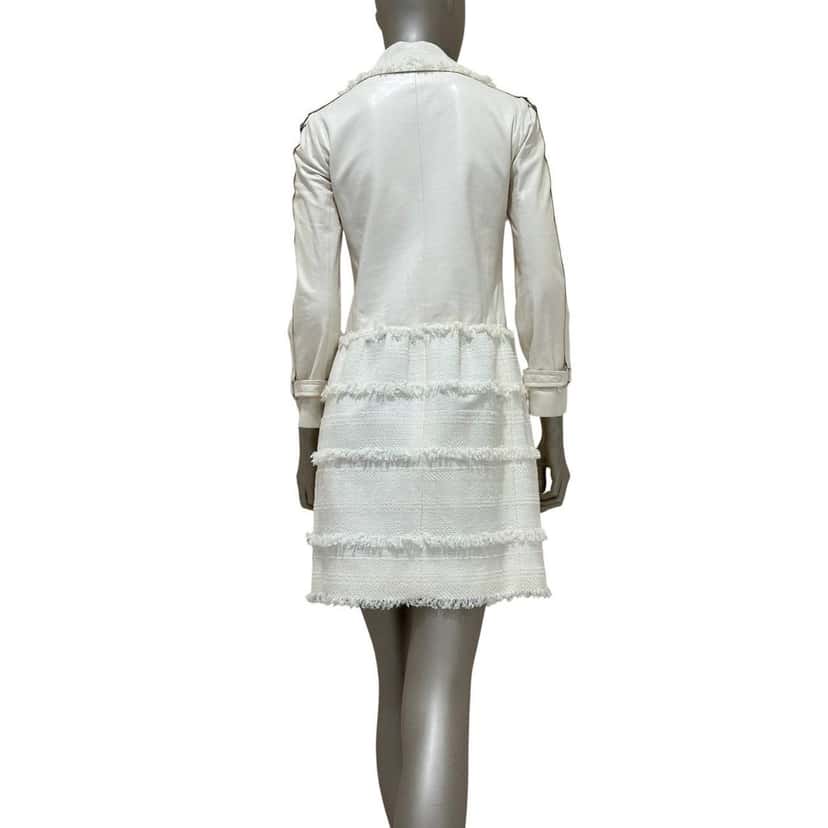 Chanel Chanel White Lamb Leather & Tweed Coat  FR 36 Pre-owned White Leather Good condition - Back View