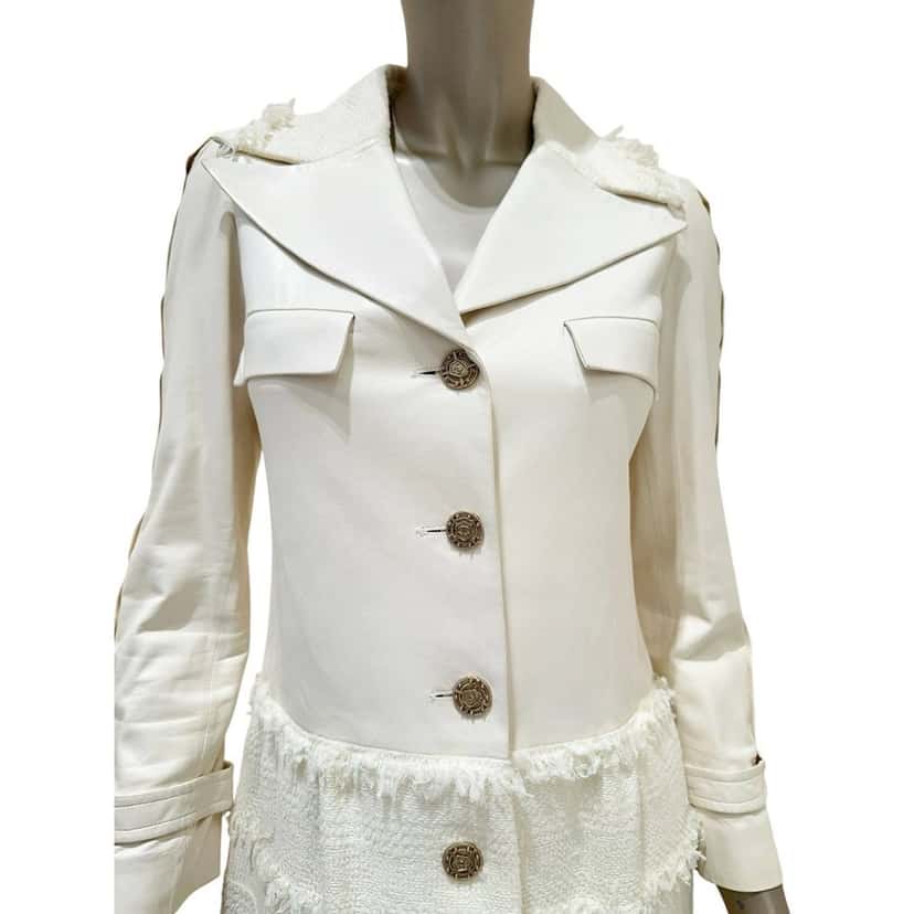 Chanel Chanel White Lamb Leather & Tweed Coat  FR 36 Pre-owned White Leather Good condition - Inside View