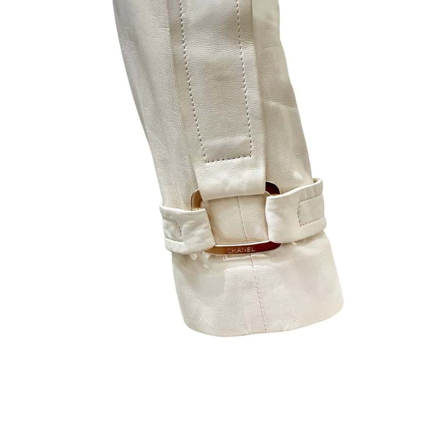 Chanel Chanel White Lamb Leather & Tweed Coat  FR 36 Pre-owned White Leather Good condition - Model View