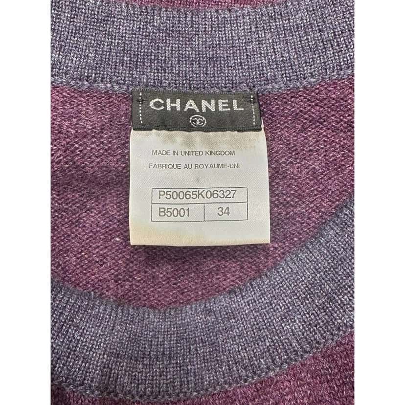 Chanel Chanel Purple Cashmere Long Cardigan FR 34 Pre-owned Purple Wool Good condition - Model View