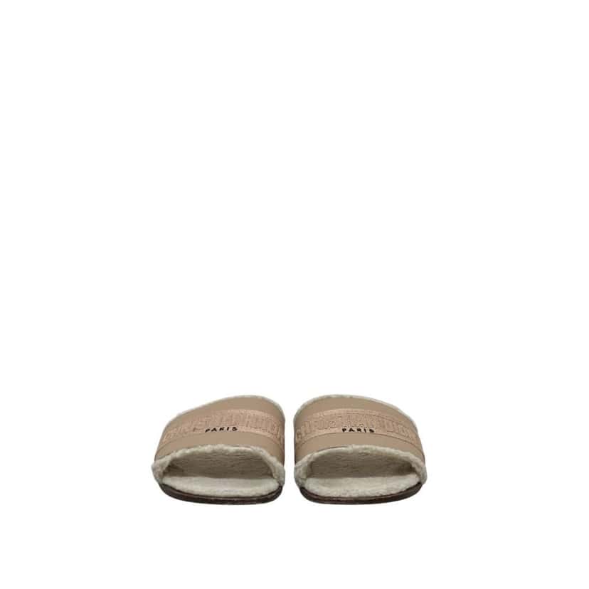 Christian Dior Christian Dior Dway Beige Suede Shearling Flat Sandals 37 pre-owned Beige Suede Good condition - Model View