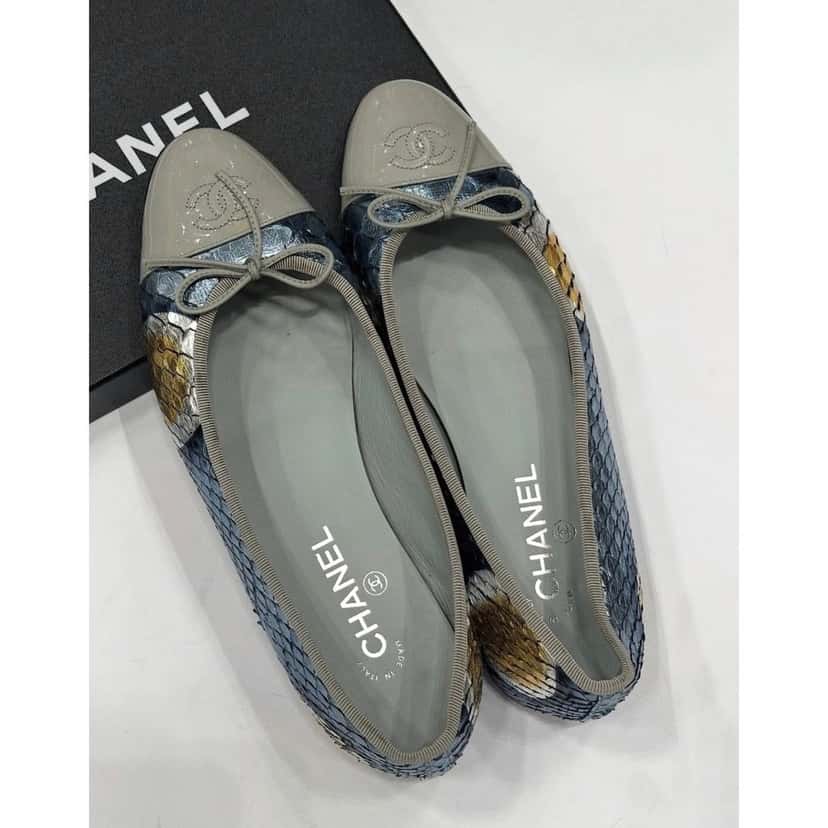 Chanel Chanel Python Snake Print Lambskin Ballet Flats Sz.41 Pre-owned Other Leather Good condition - Back View