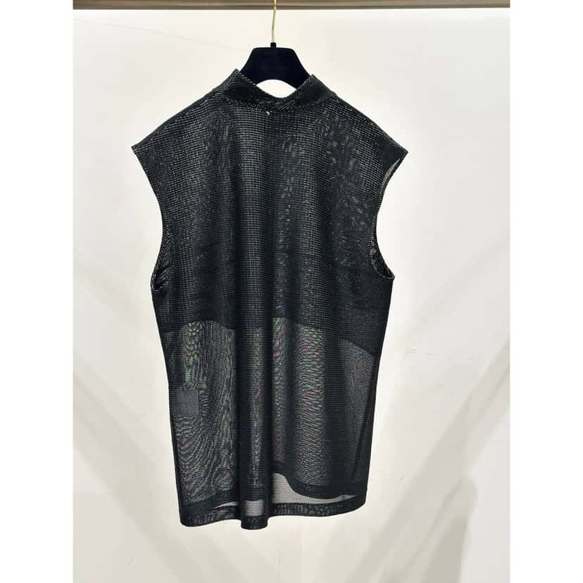 Chanel Chanel Metallic Knit Sleeveless Top - Size 50 Pre-owned Black Good condition - Back View